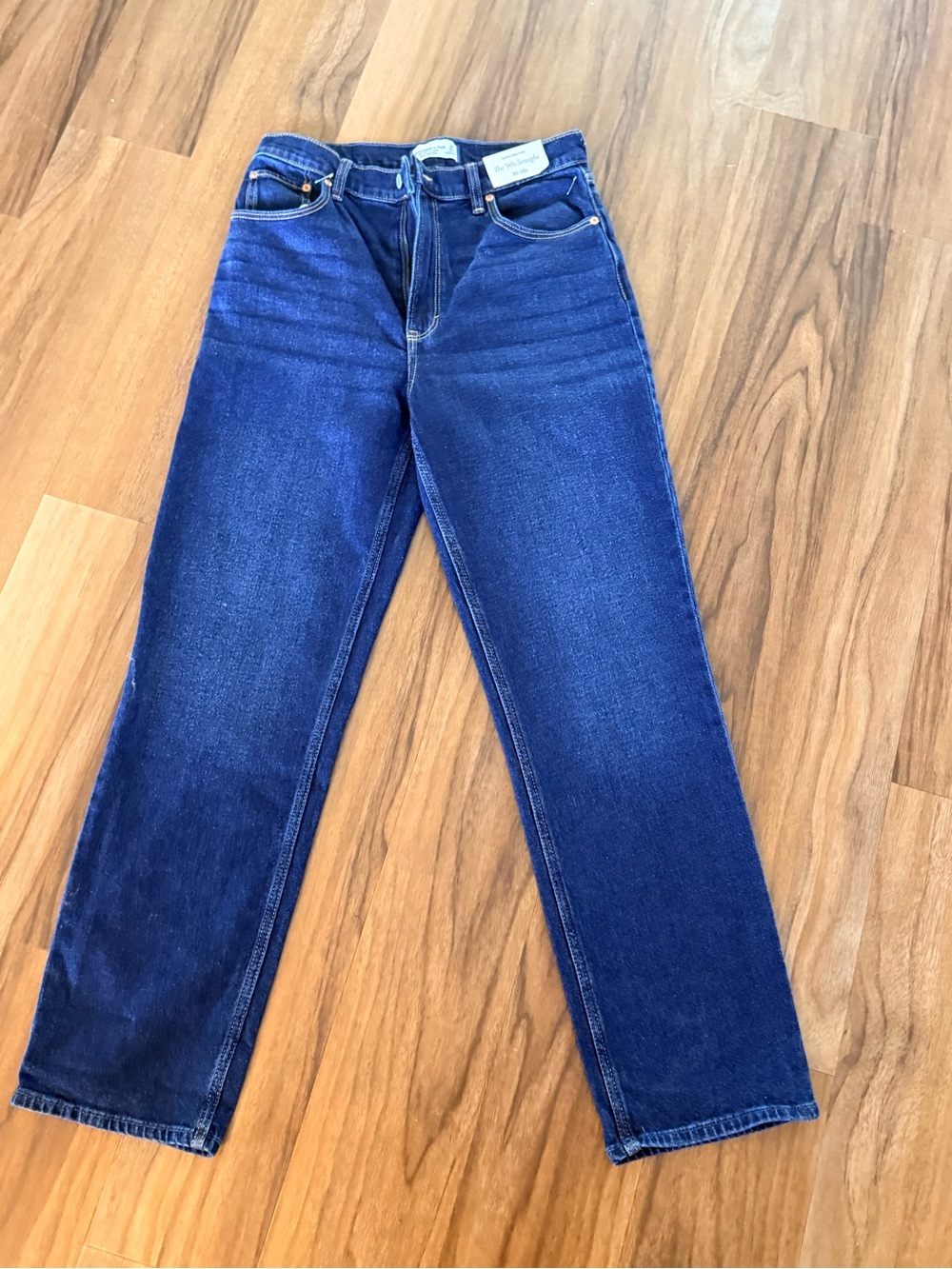 Abercrombie & Fitch Women's Straight-Leg Jeans in Indigo Blue